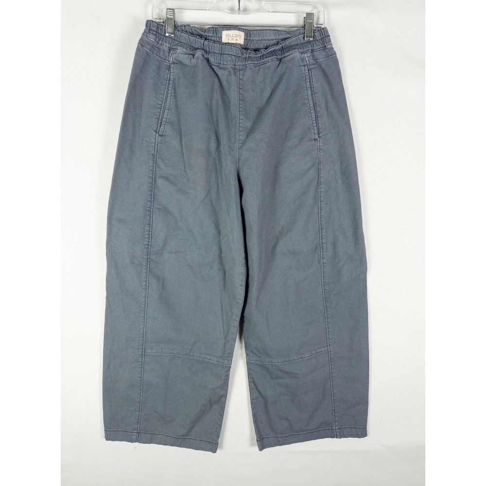 Pilcro Anthropologie Wide Leg Cropped Pants Womens M Slate Blue Elastic Waist Bo